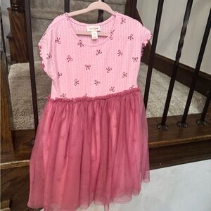 Cat & Jack Pink Bow Pattern Girls Toddler Dress
